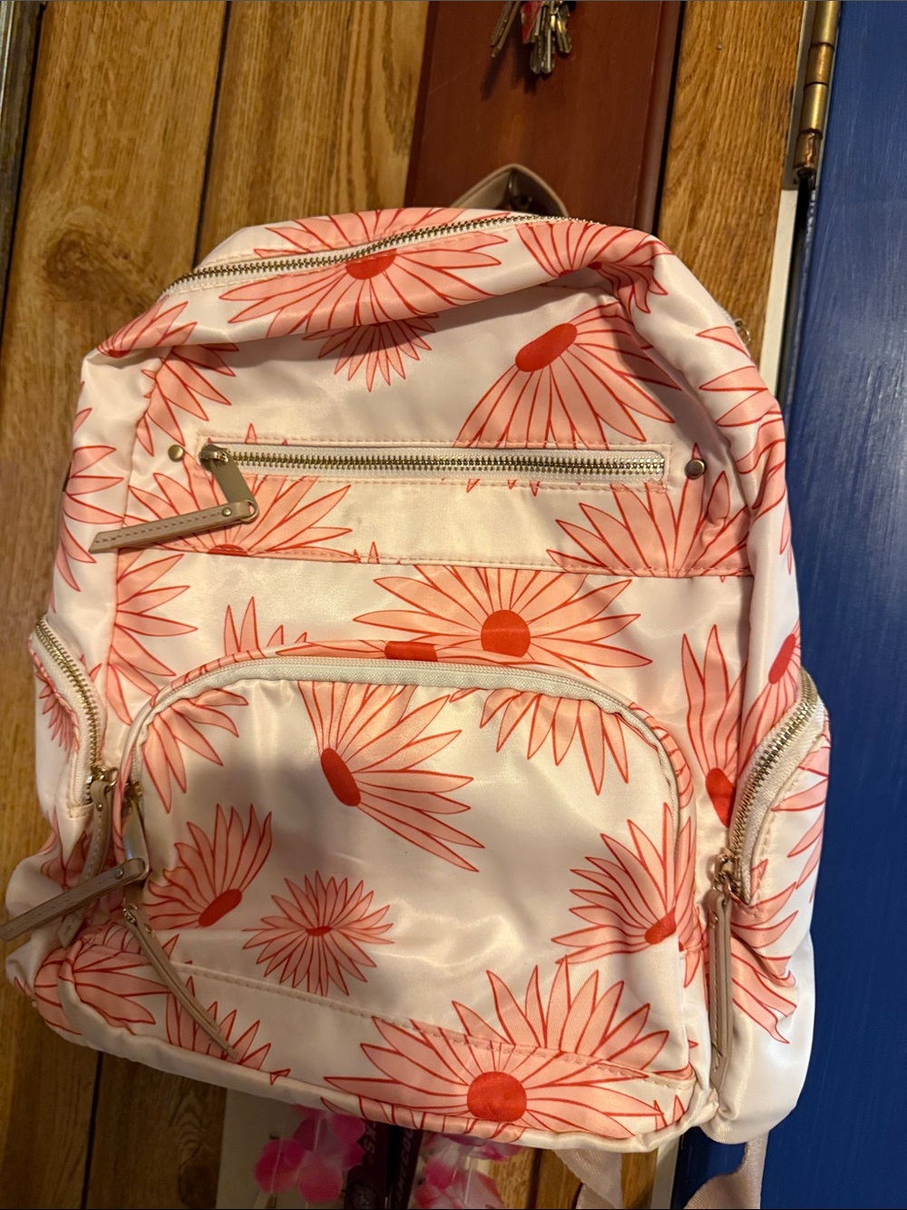 Floral Pink Daisy Print Backpack